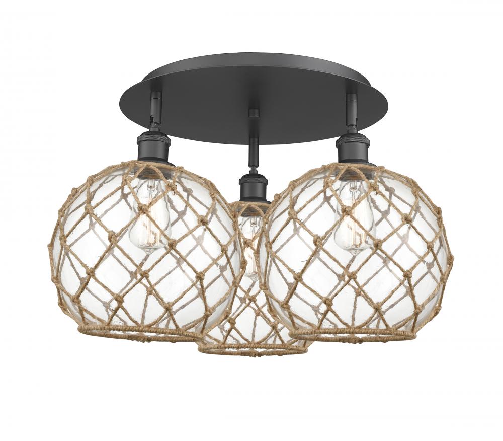 Farmhouse Rope - 3 Light - 22 inch - Matte Black - Flush Mount