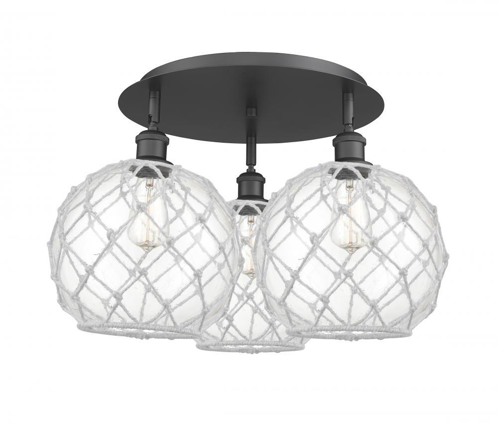 Farmhouse Rope - 3 Light - 22 inch - Matte Black - Flush Mount