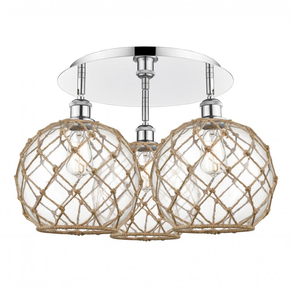 Farmhouse Rope - 3 Light - 22 inch - Polished Chrome - Flush Mount