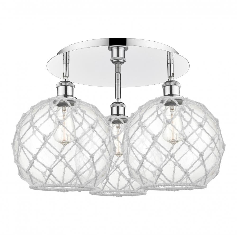 Farmhouse Rope - 3 Light - 22 inch - Polished Chrome - Flush Mount