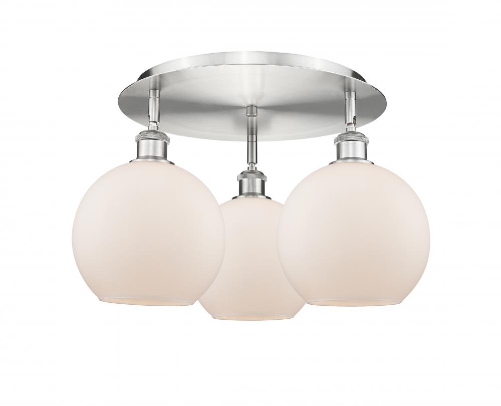 Athens - 3 Light - 20 inch - Satin Nickel - Flush Mount