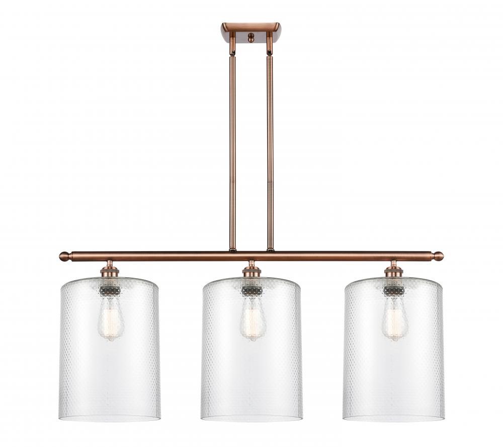 Cobbleskill - 3 Light - 36 inch - Antique Copper - Cord hung - Island Light