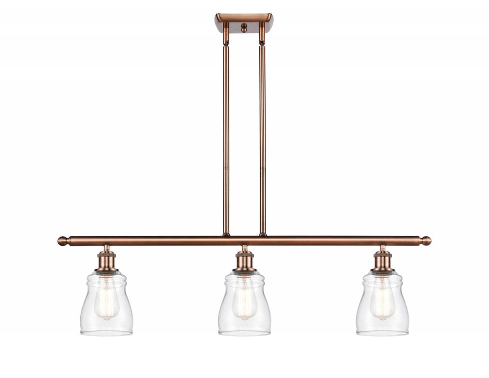 Ellery - 3 Light - 36 inch - Antique Copper - Cord hung - Island Light