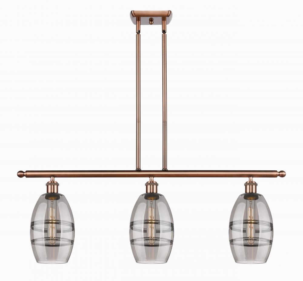 Vaz - 3 Light - 36 inch - Antique Copper - Cord hung - Island Light