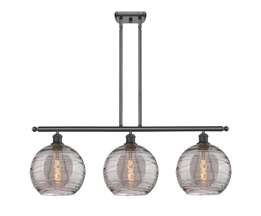 Athens Deco Swirl - 3 Light - 37 inch - Matte Black - Cord hung - Island Light