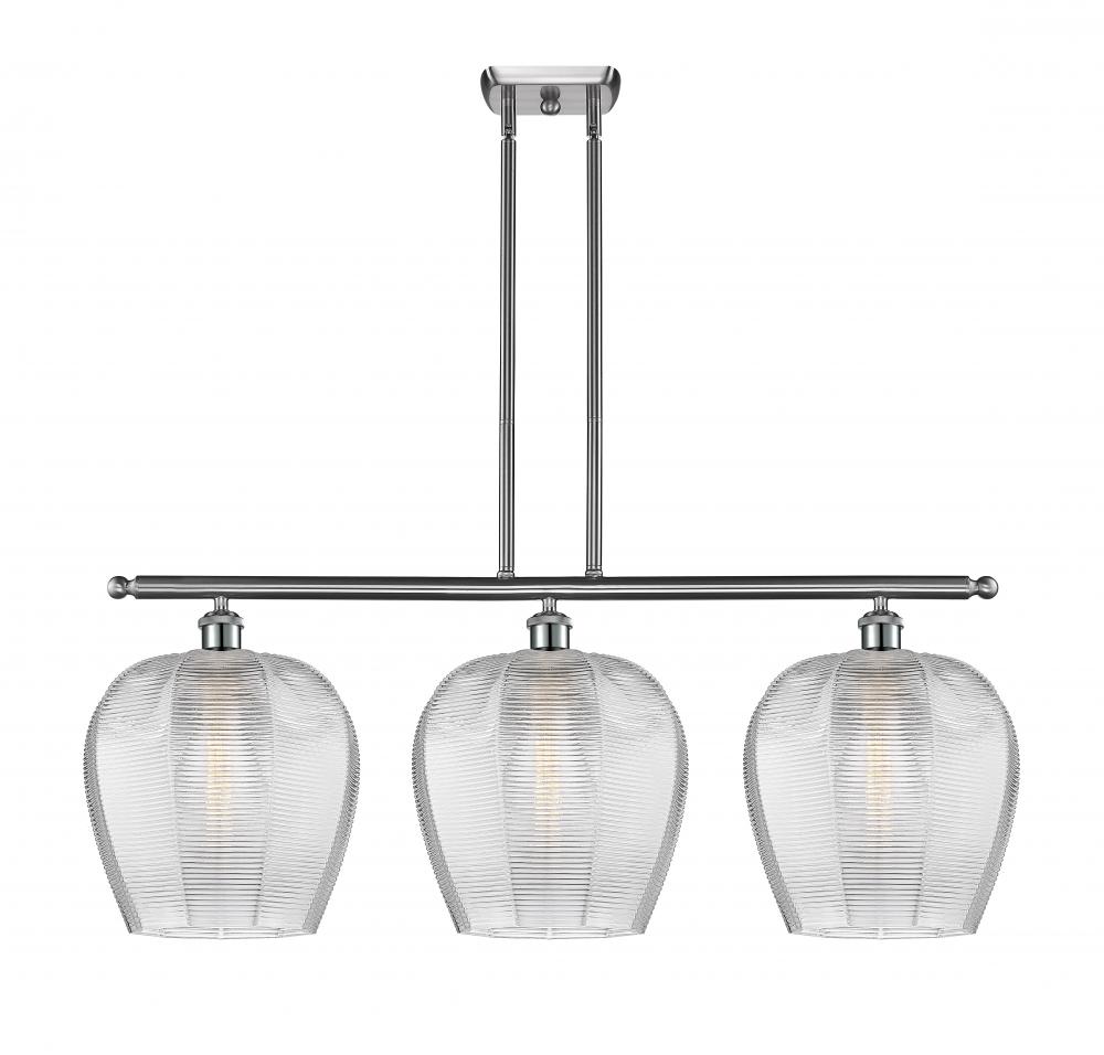 Norfolk - 3 Light - 38 inch - Brushed Satin Nickel - Cord hung - Island Light