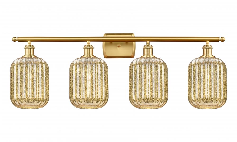 Preston Cylinder - 4 Light - 37 inch - Satin Gold - Bath Vanity Light
