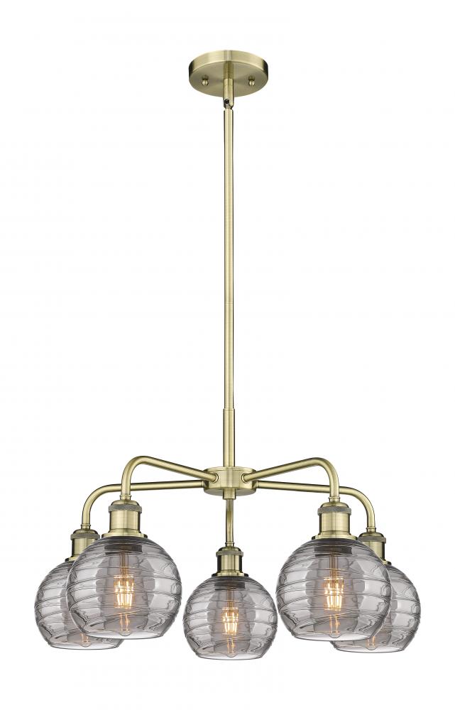 Athens Deco Swirl - 5 Light - 24 inch - Antique Brass - Chandelier