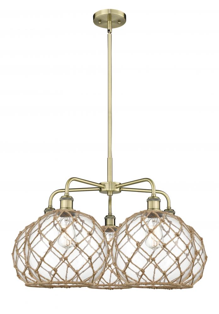 Farmhouse Rope - 5 Light - 29 inch - Antique Brass - Stem hung - Chandelier