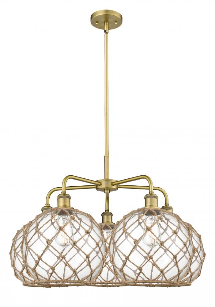 Farmhouse Rope - 5 Light - 29 inch - Brushed Brass - Stem hung - Chandelier