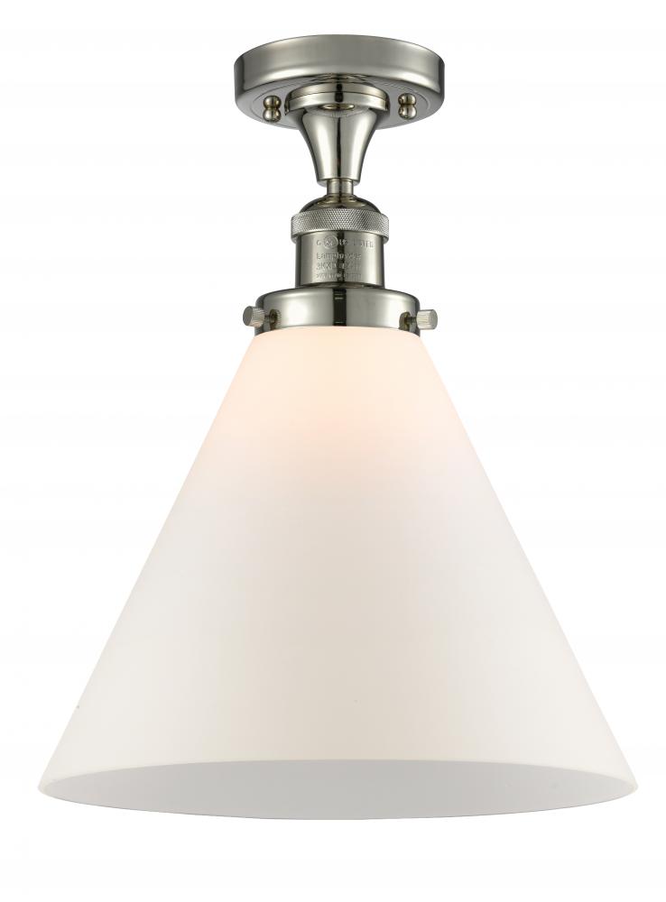 Cone - 1 Light - 12 inch - Polished Nickel - Semi-Flush Mount