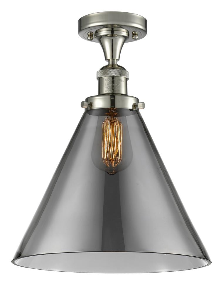Cone - 1 Light - 12 inch - Polished Nickel - Semi-Flush Mount
