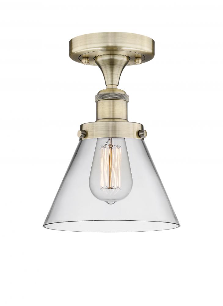 Cone - 1 Light - 8 inch - Antique Brass - Semi-Flush Mount
