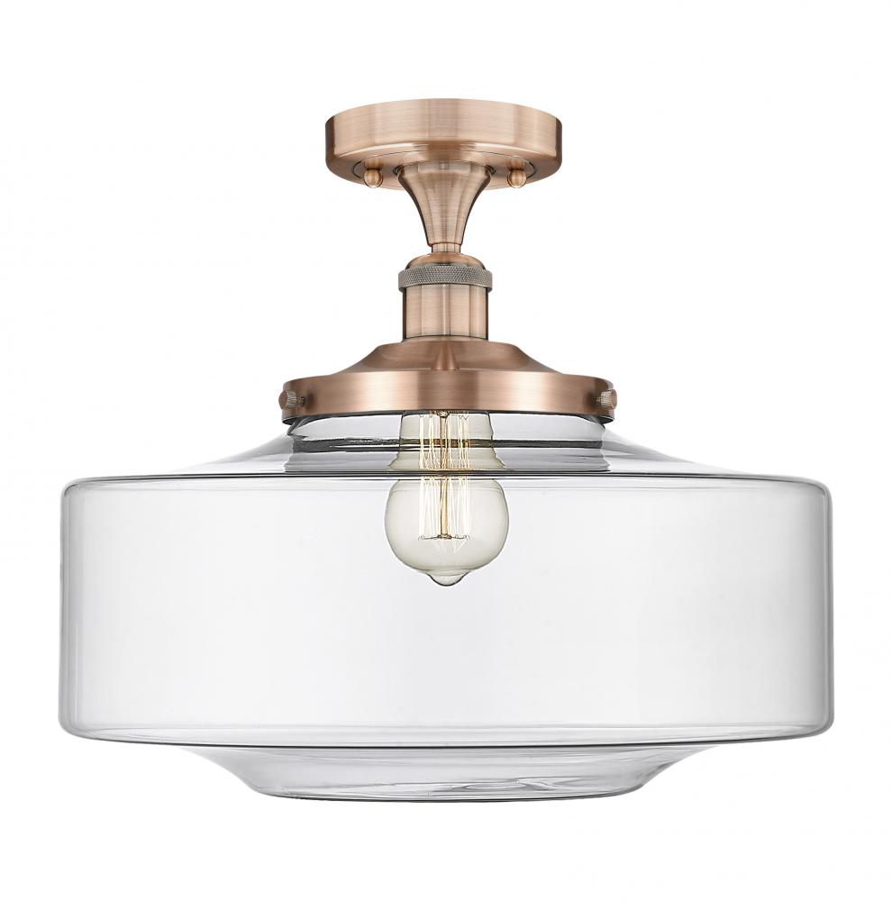 Bridgeton - 1 Light - 16 inch - Antique Copper - Semi-Flush Mount