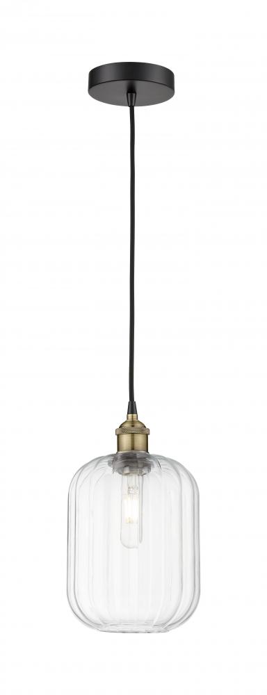Preston Cylinder - 1 Light - 7 inch - Black Antique Brass - Cord hung - Mini Pendant