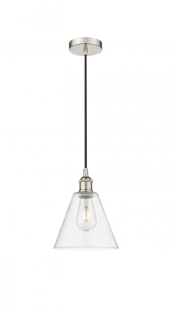 Berkshire - 1 Light - 8 inch - Polished Nickel - Cord hung - Mini Pendant
