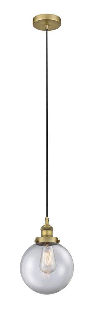 Beacon - 1 Light - 8 inch - Brushed Brass - Cord hung - Mini Pendant