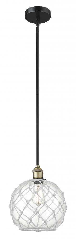 Farmhouse Rope - 1 Light - 10 inch - Black Antique Brass - Stem hung - Mini Pendant