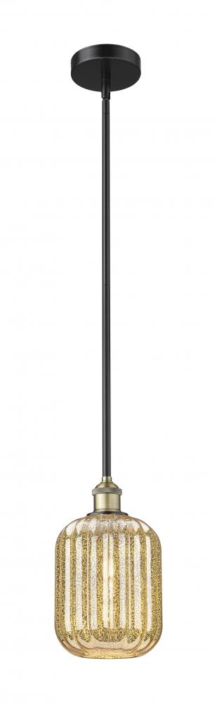 Preston Cylinder - 1 Light - 7 inch - Black Antique Brass - Stem hung - Mini Pendant