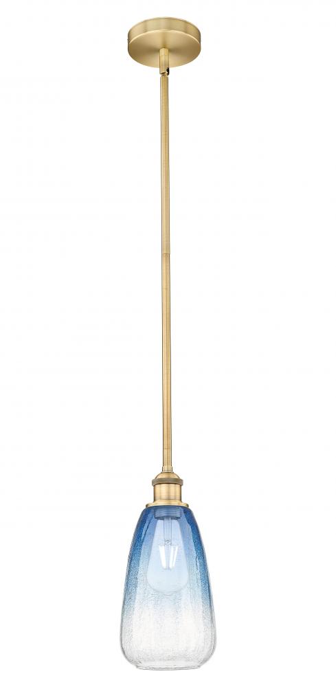 Brookhaven Almond - 1 Light - 6 inch - Brushed Brass - Stem hung - Mini Pendant