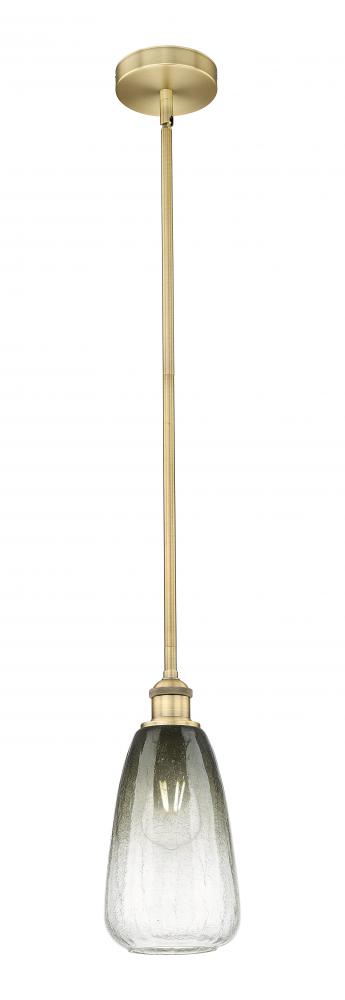 Brookhaven Almond - 1 Light - 6 inch - Brushed Brass - Stem hung - Mini Pendant