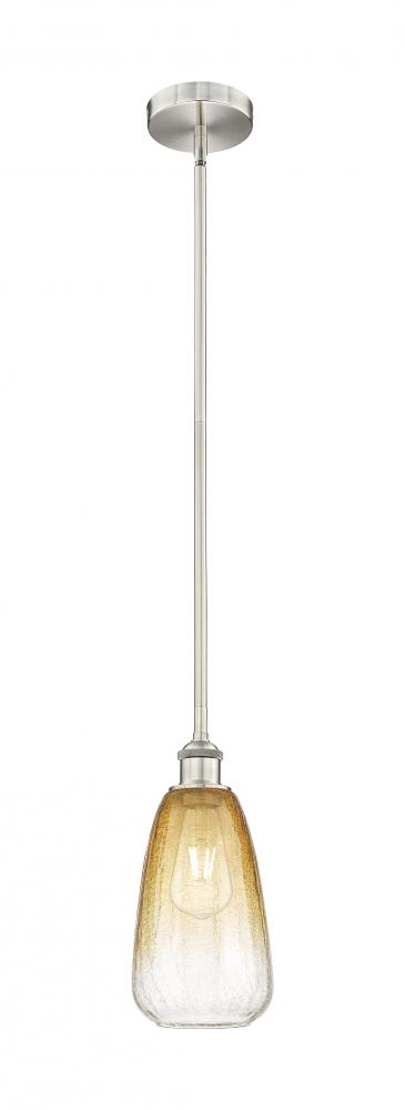 Brookhaven Almond - 1 Light - 6 inch - Brushed Satin Nickel - Stem hung - Mini Pendant
