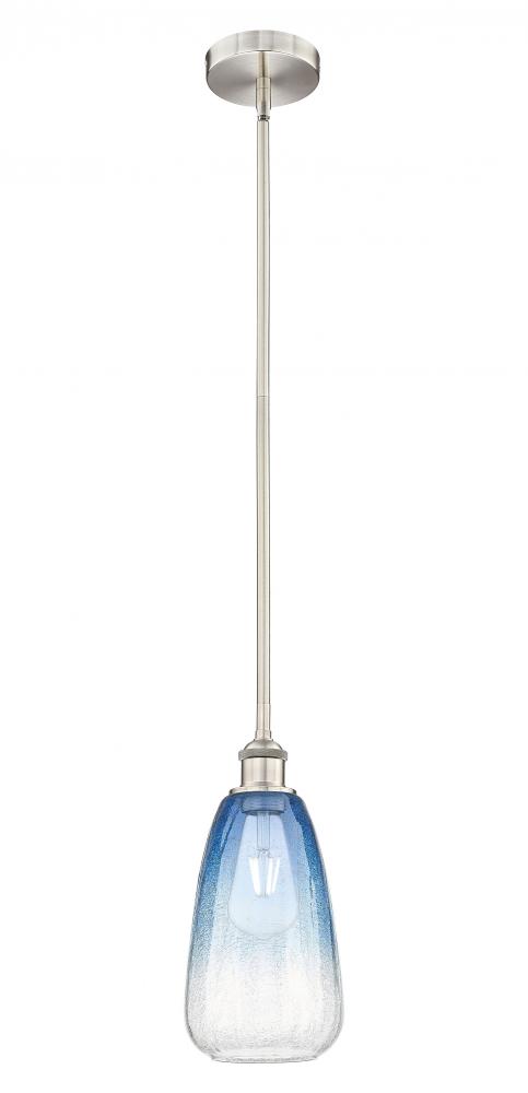 Brookhaven Almond - 1 Light - 6 inch - Brushed Satin Nickel - Stem hung - Mini Pendant
