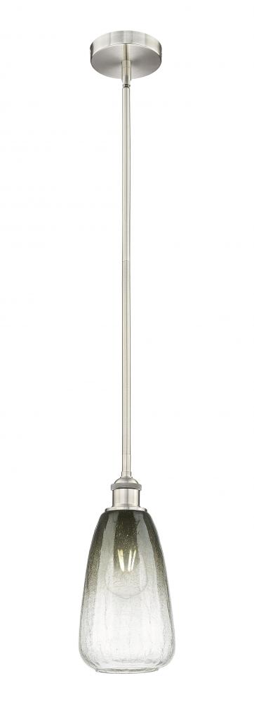 Brookhaven Almond - 1 Light - 6 inch - Brushed Satin Nickel - Stem hung - Mini Pendant