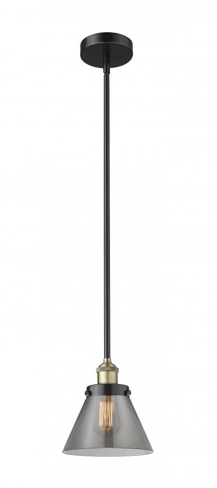 Cone - 1 Light - 8 inch - Black Antique Brass - Cord hung - Mini Pendant