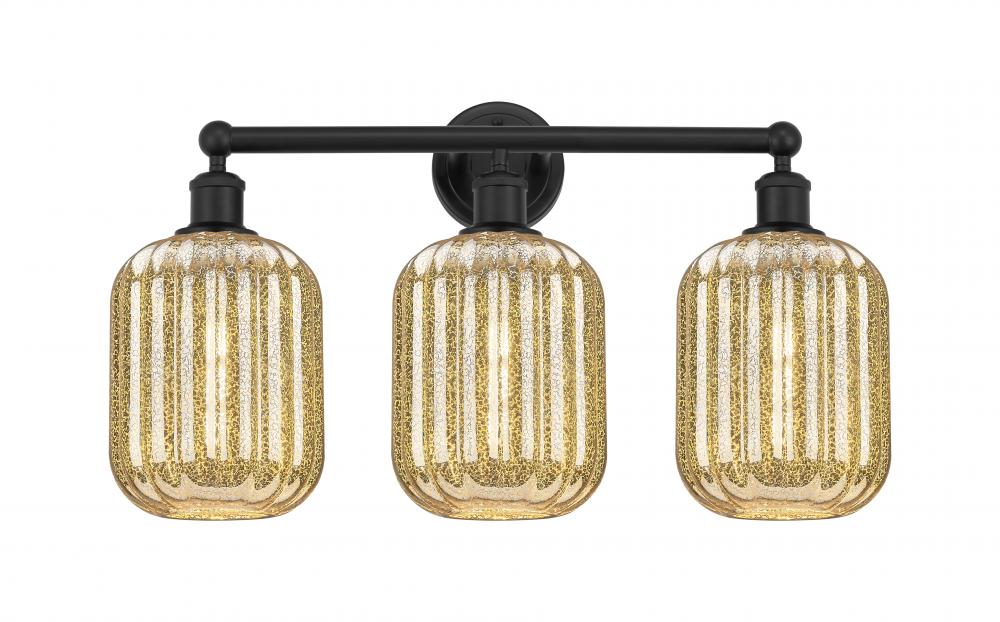 Preston Cylinder - 3 Light - 25 inch - Matte Black - Bath Vanity Light