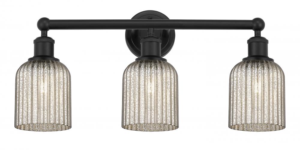 Bridal Veil - 3 Light - 23 inch - Matte Black - Bath Vanity Light