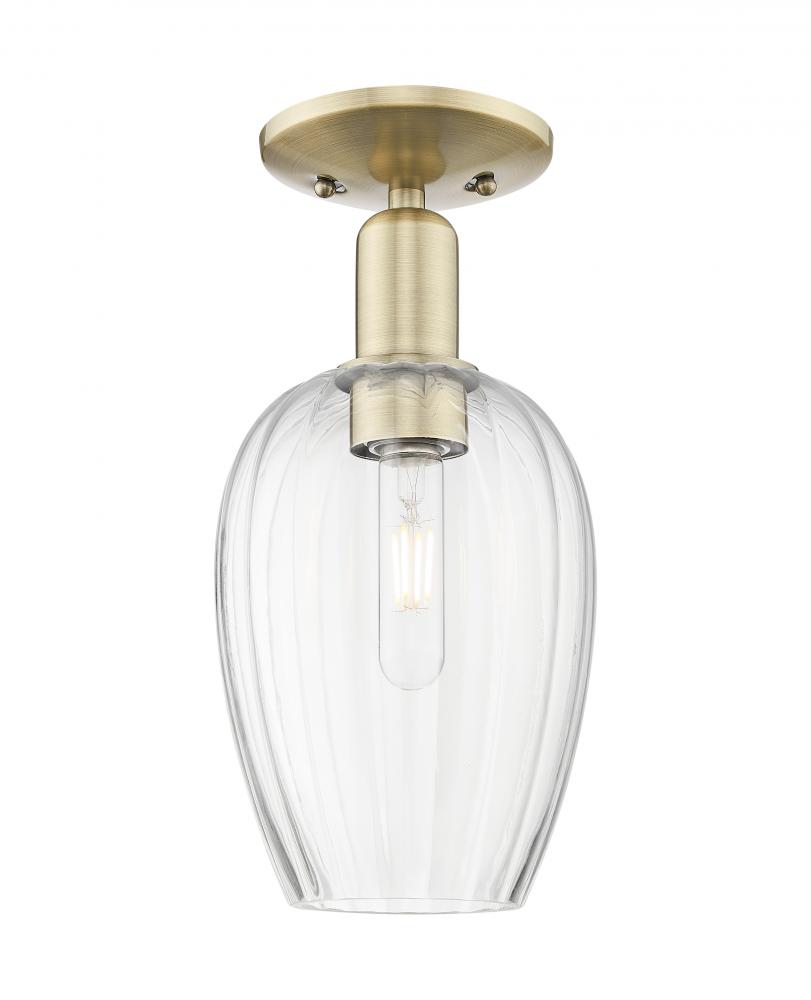 Preston Flute - 1 Light - 6 inch - Antique Brass - Semi-Flush Mount
