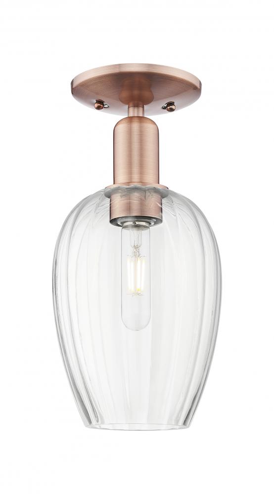 Preston Flute - 1 Light - 6 inch - Antique Copper - Semi-Flush Mount