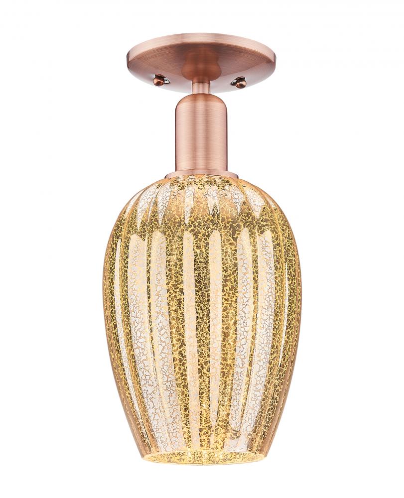 Preston Flute - 1 Light - 6 inch - Antique Copper - Semi-Flush Mount