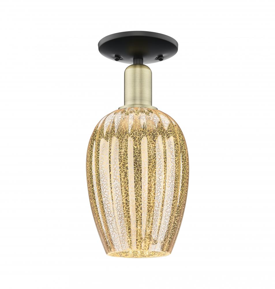 Preston Flute - 1 Light - 6 inch - Black Antique Brass - Semi-Flush Mount