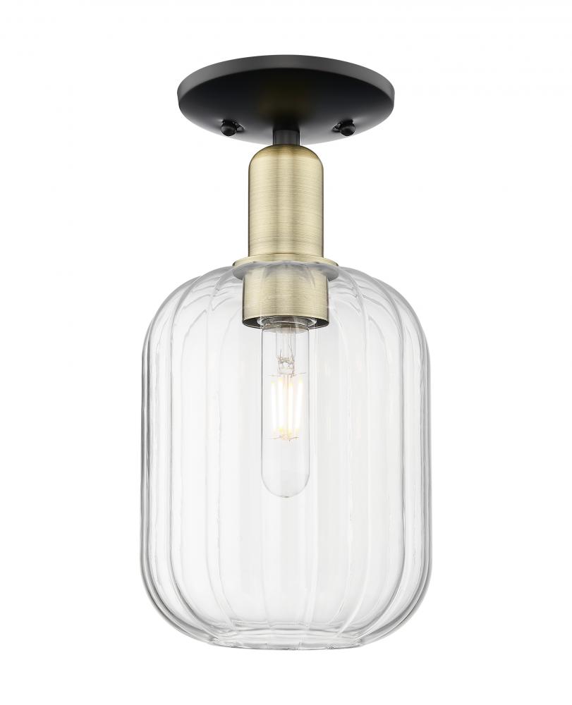 Preston Cylinder - 1 Light - 6 inch - Black Antique Brass - Semi-Flush Mount