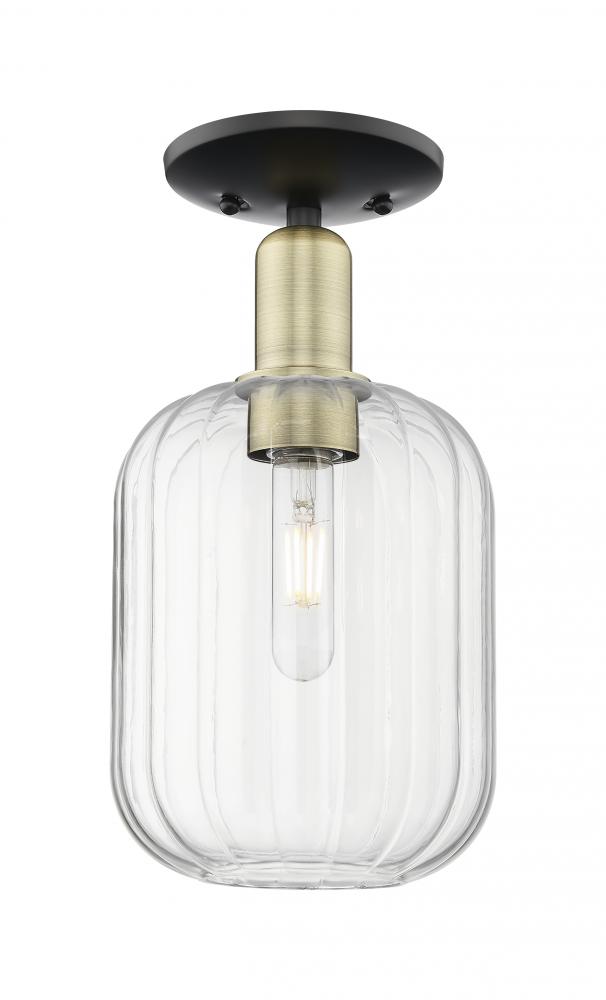 Preston Cylinder - 1 Light - 6 inch - Black Antique Brass - Semi-Flush Mount