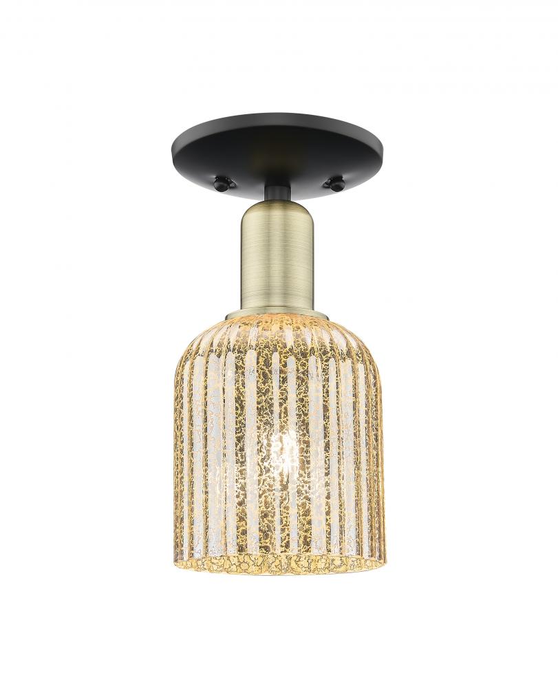 Bridal Veil - 1 Light - 6 inch - Black Antique Brass - Semi-Flush Mount