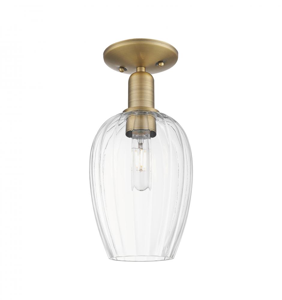 Preston Flute - 1 Light - 6 inch - Brushed Brass - Semi-Flush Mount