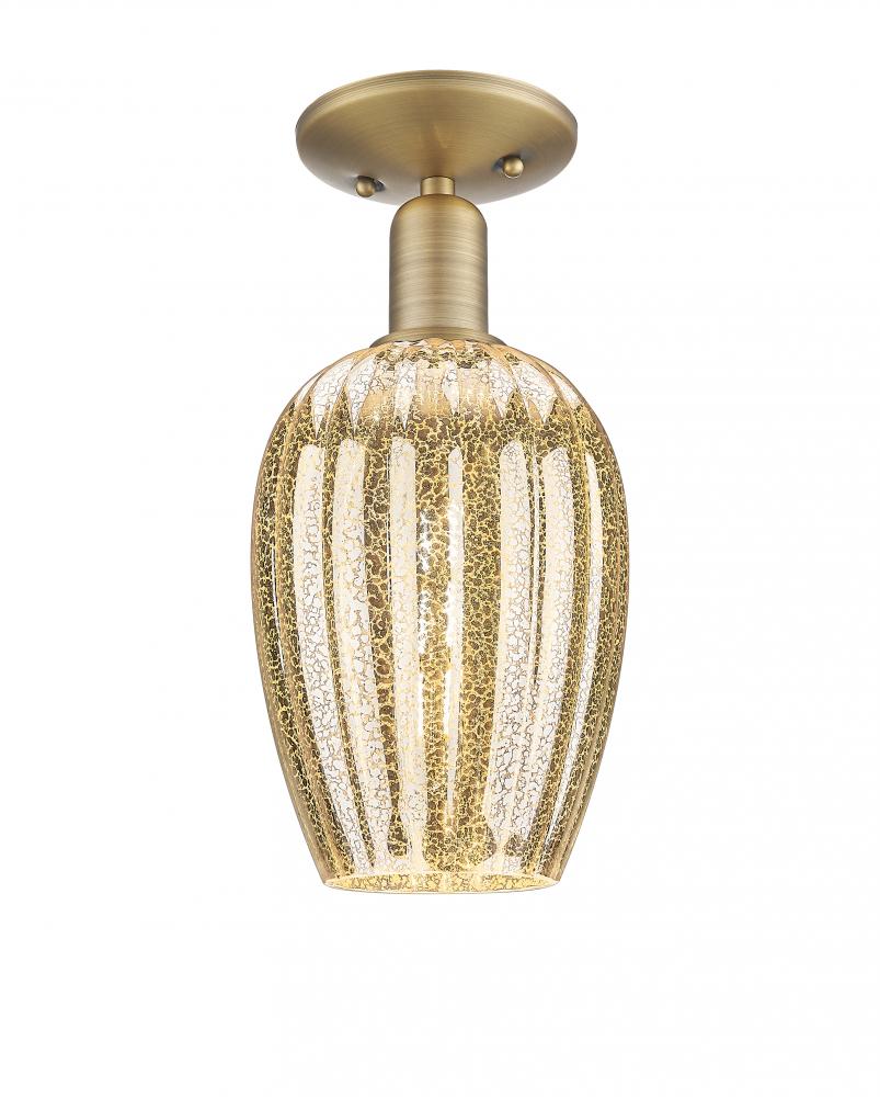 Preston Flute - 1 Light - 6 inch - Brushed Brass - Semi-Flush Mount