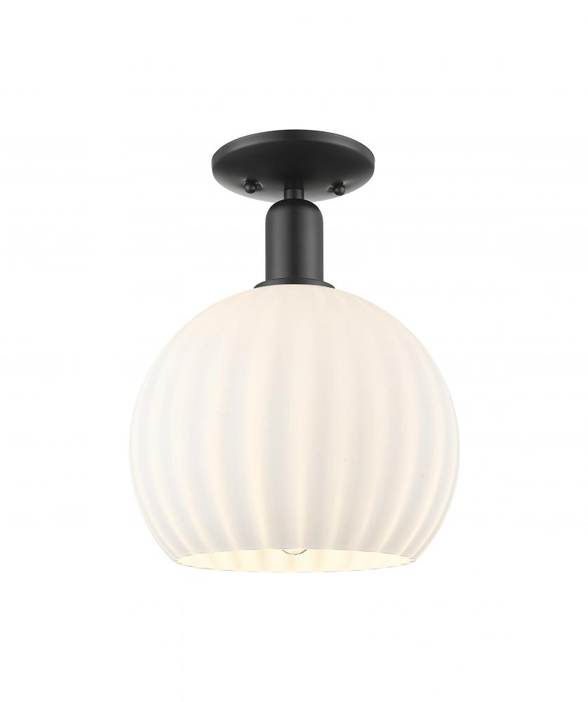 White Venetian - 1 Light - 10 inch - Matte Black - Semi-Flush Mount