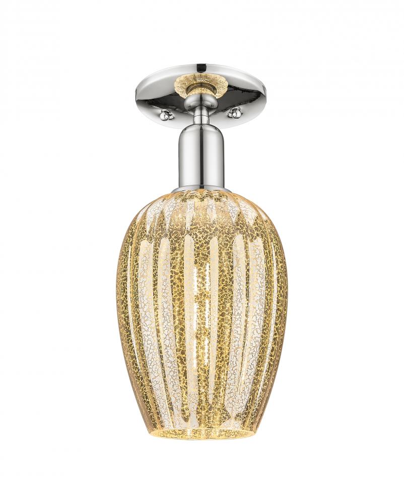 Preston Flute - 1 Light - 6 inch - Polished Nickel - Semi-Flush Mount