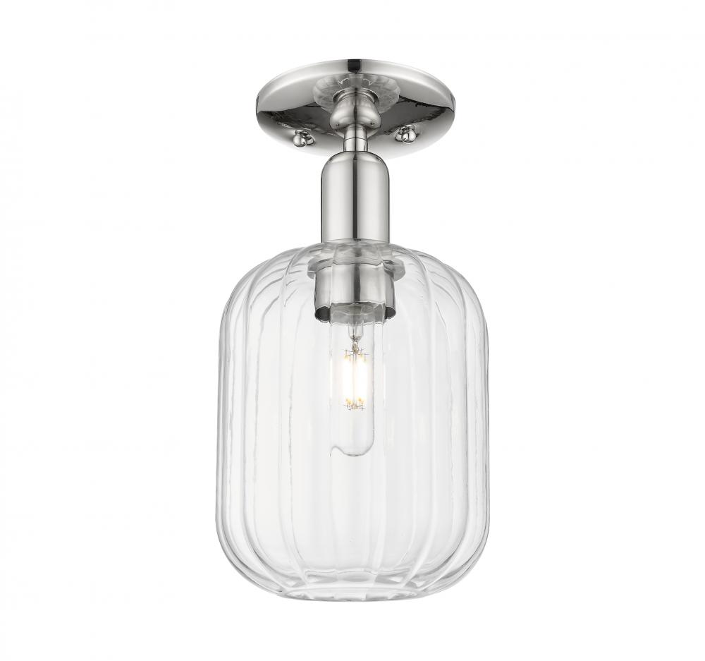 Preston Cylinder - 1 Light - 6 inch - Polished Nickel - Semi-Flush Mount