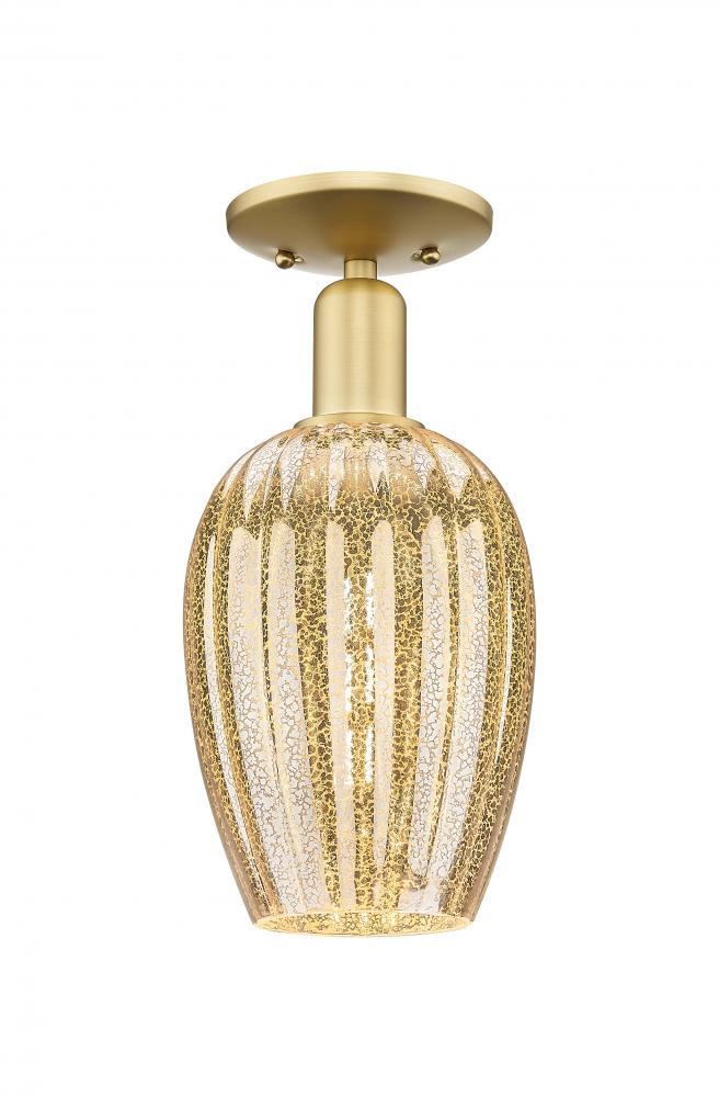 Preston Flute - 1 Light - 6 inch - Satin Gold - Semi-Flush Mount