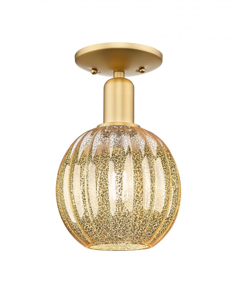 Preston Globe - 1 Light - 6 inch - Satin Gold - Semi-Flush Mount