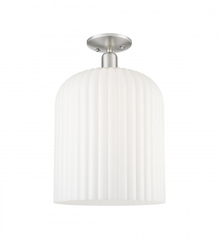 Bridal Veil - 1 Light - 12 inch - Brushed Satin Nickel - Semi-Flush Mount
