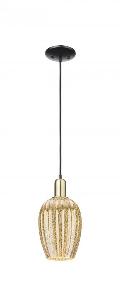 Preston Flute - 1 Light - 6 inch - Black Antique Brass - Cord hung - Mini Pendant