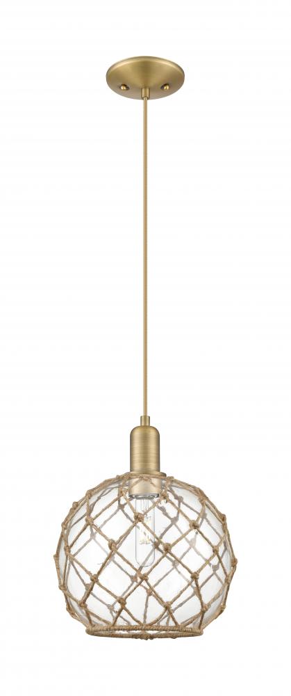 Farmhouse Rope - 1 Light - 10 inch - Brushed Brass - Cord hung - Mini Pendant