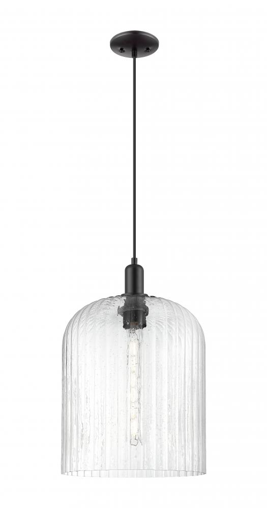 Bridal Veil - 1 Light - 12 inch - Matte Black - Cord hung - Mini Pendant