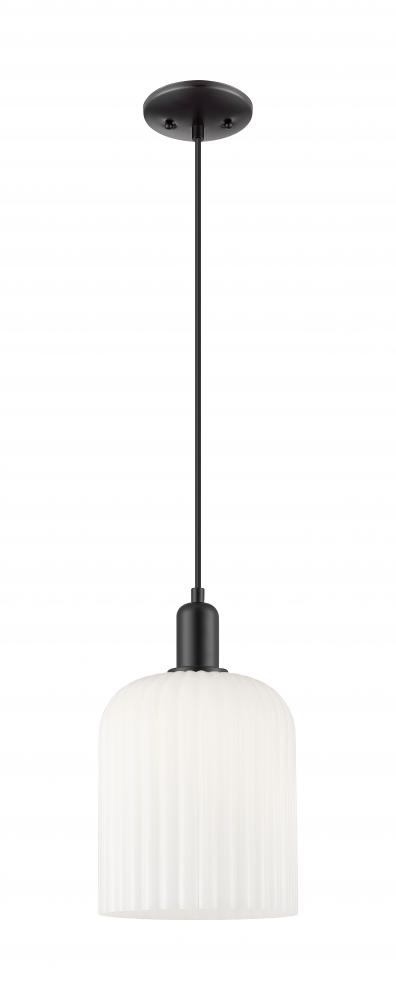 Bridal Veil - 1 Light - 8 inch - Matte Black - Cord hung - Mini Pendant